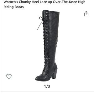 Women's Chunky Heel Lace up Over-The-Knee Boots